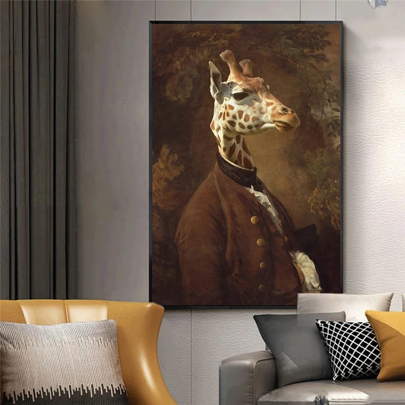 

Portrait of Mr. Giraffe Classical Canvas Paintings On the Wall Art Posters and Prints Gentle Animals Canvas Art Wall Pictures
