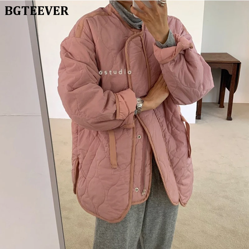 BGTEEVER свободные с круглым вырезом толстые женские парки 2019 Повседневный