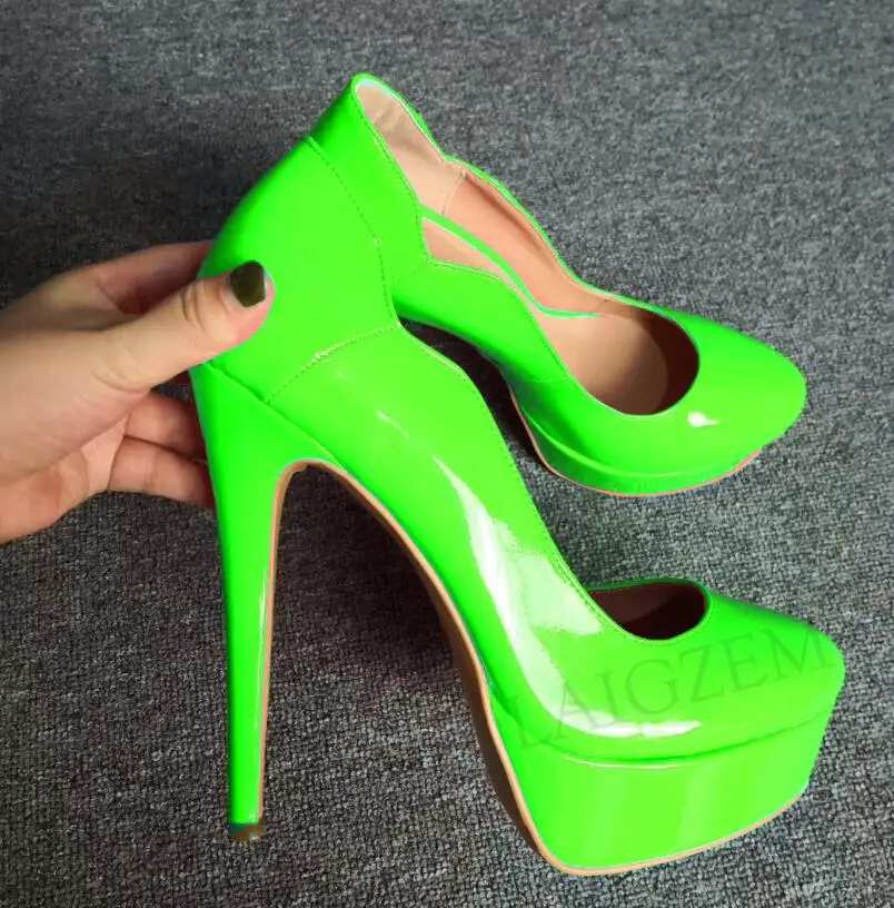LGZ836 Green LAIGZEM/женские водонепроницаемые туфли-лодочки на платформе и каблуке с круглым носком для свадебной вечеринки и выпускного вечера; женская обувь года; Tacones; большие размеры 50, 51, 52 - Цвет: LGZ836 Green