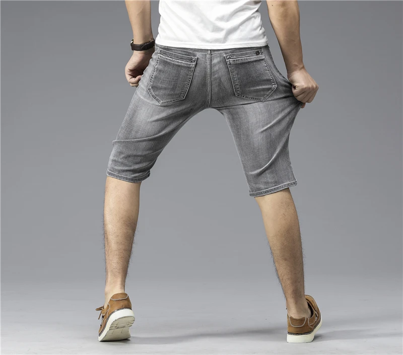 Шорты мужские прямые из денима модные брюки в классическом стиле Стрейчевые