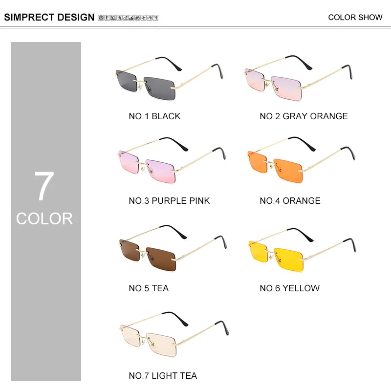 

SIMPRECT 2020 Rimless Sunglasses Women Fashion Small Square Sunglasses Retro Luxury Sun Glasses Vintage UV400 Shades For Women
