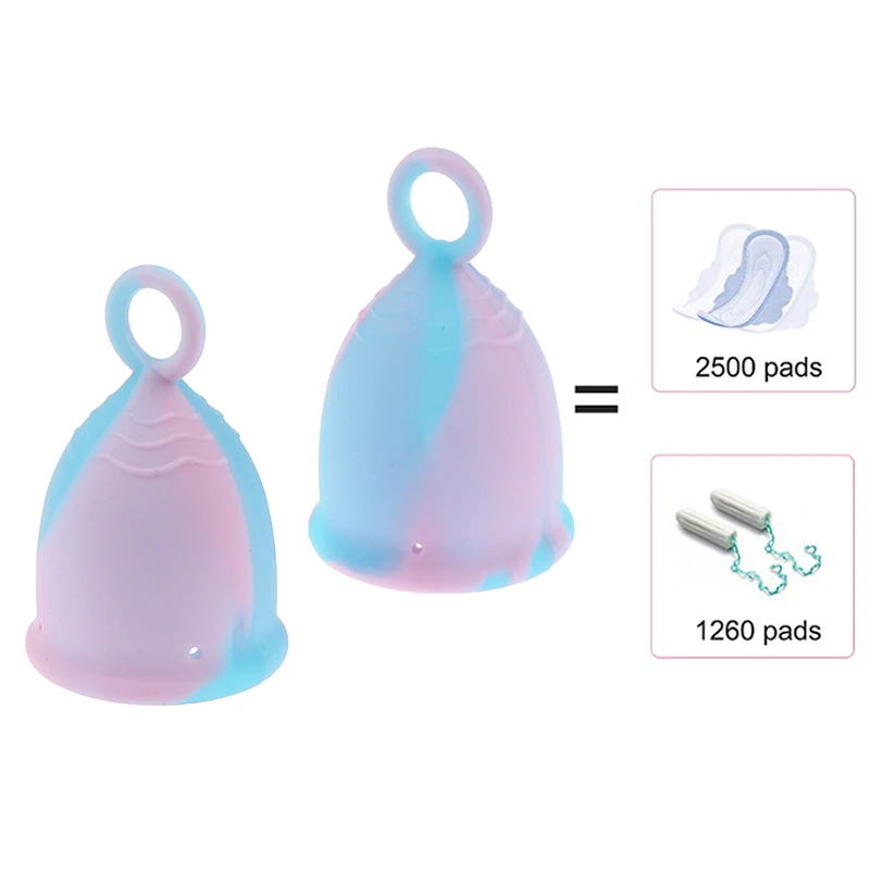

2 Sizes Random Color Colour Model Women Cup Reusable Cup Menstrual Cup Medical Grade Soft Silicone Lady Period