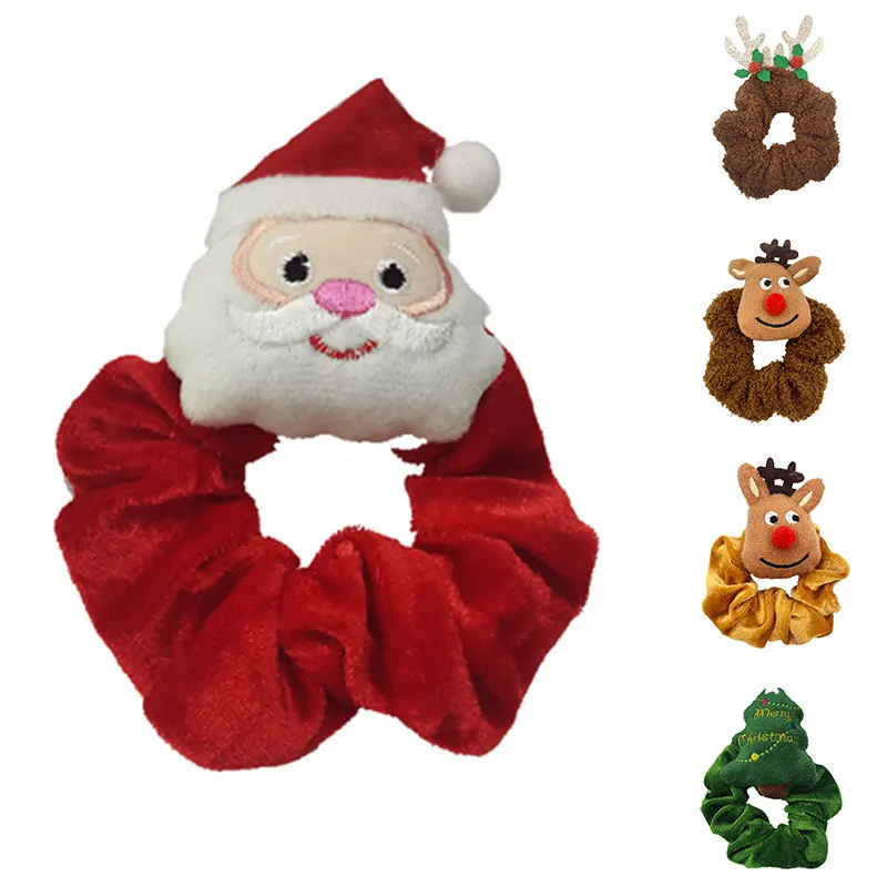 

1pcs Christmas Scrunchies Velvet Hair Rope Ponytail Holder High Elastic Hair Bands Headwear Hair Accessories Xmas Gift for Kids