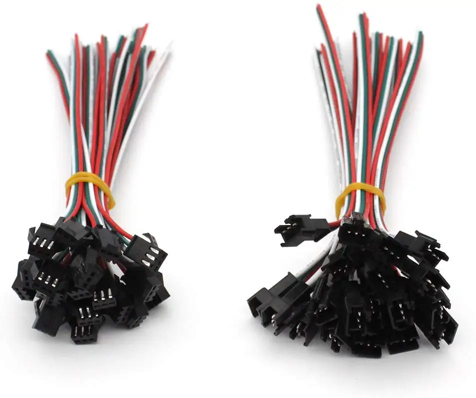 20 пар JST SM 3PIN 4PIN 5PIN штепсельная вилка 10 см провод кабельный разъем адаптер для WS2811