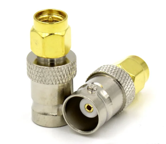 2pcs BNC Female jack to SMA male RF Coaxial Straight Adapter BNC to SMA RF Coax Connectors
