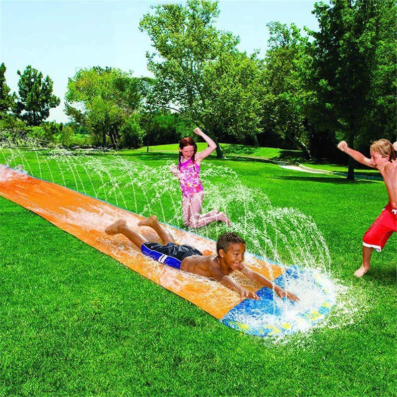 

480x140cm Kid Lawn Water Slide Double Surf Water Slide Outdoor Garden Racing Lawn Water Slide Spray Summer Water Games Toy