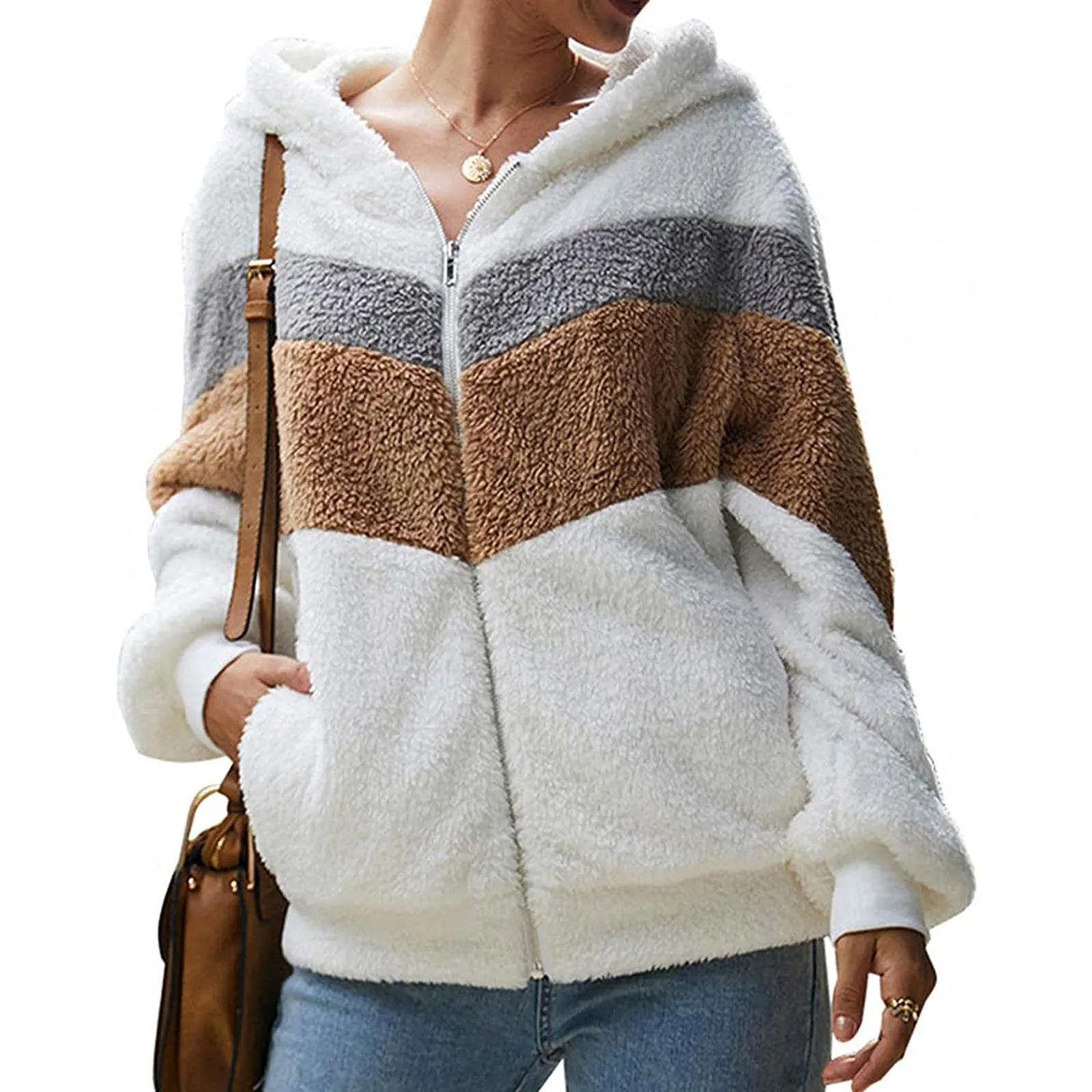 

Модная женская плюшевая флисовая толстовка с длинным рукавом и капюшоном, зимняя теплая куртка на молнии, верхняя одежда, Chaqueta Mujer # g3