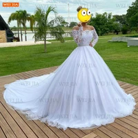 sexy white wedding gowns long sleeves 2022 robe de mari%c3%a9e lace appliqued church bride dresses for women custom made trouwjurk
