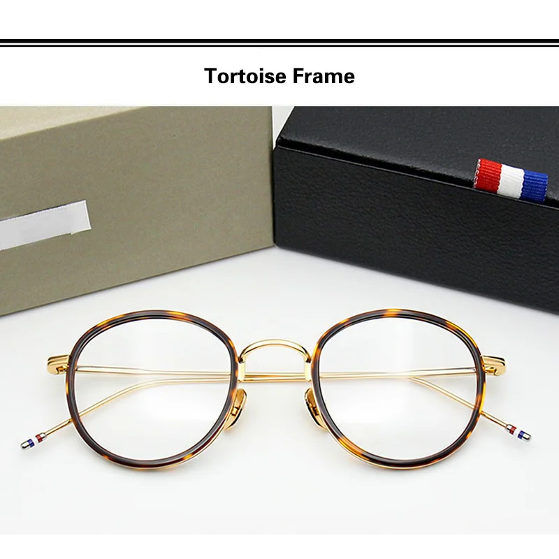 

High Quality Round Shaped Acetate TB905 Glasses Frame Men Retro Eyeglasses Women Myopia Reading Oculos De Grau With Original Box