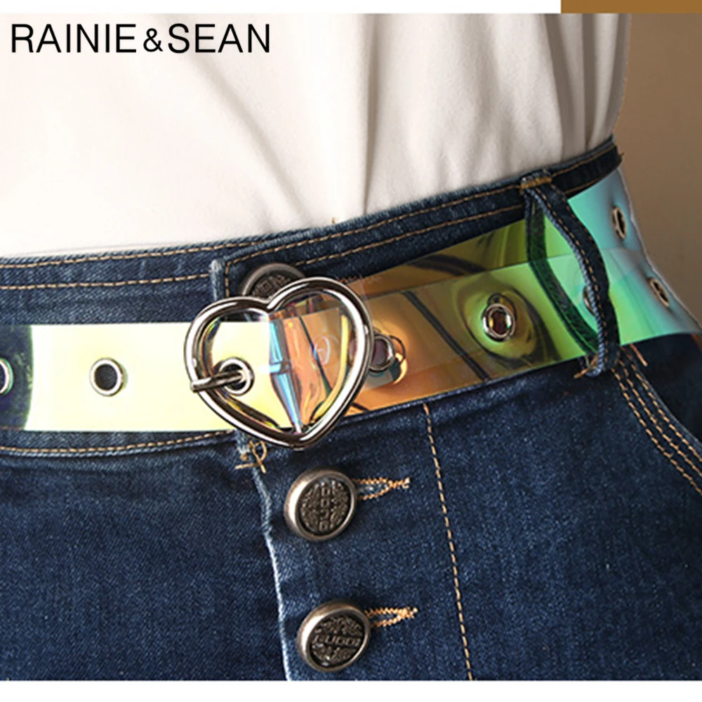 Женский прозрачный ремень RAINIE SEAN пластиковый с сердечком аксессуар для