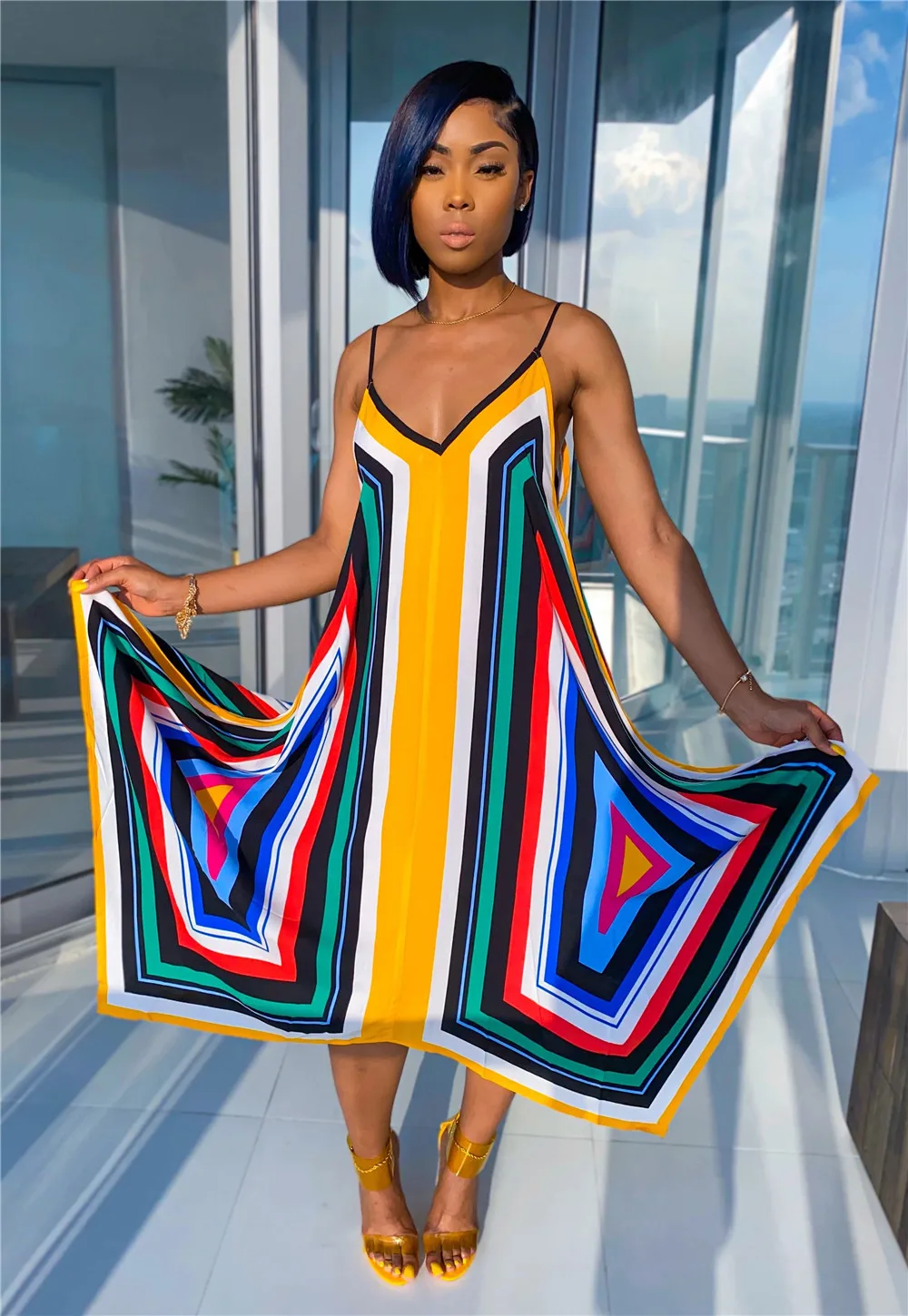 2020 женское летнее длинное сексуальное платье без рукавов на лямках с v образным