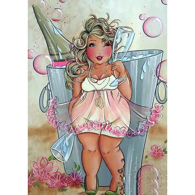 

Набор для алмазной вышивки «сделай сам», картина из квадратных страз 5D с изображением полной женщины, стразы, вышивка крестиком, цветы