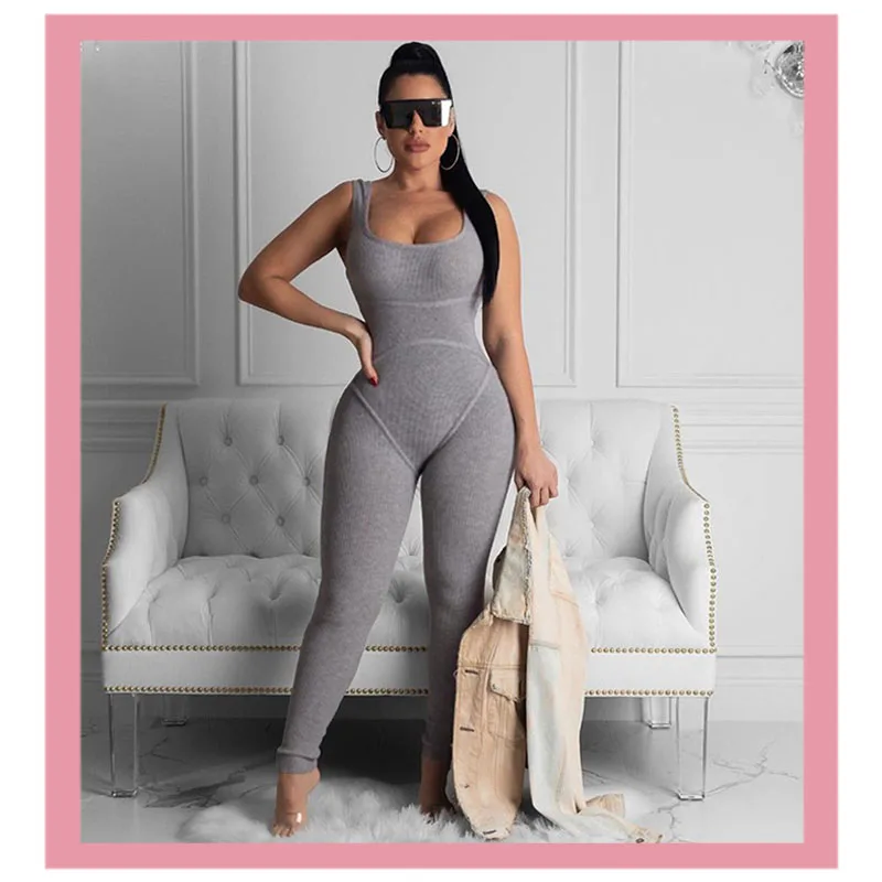 2020 сексуальный вязаный с низким вырезом на спине в стиле хип нить комбинезон Bodycon