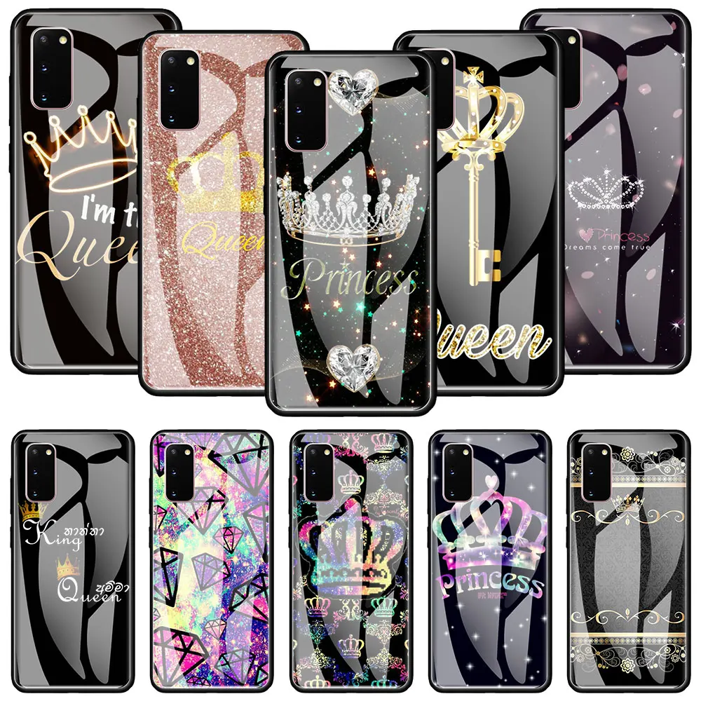 

Glass Case For Samsung Galaxy S20 FE S10 S9 S8 Plus Note 20 Ultra 10 Lite 9 8 Shell Phone Cover Capa Mom Queen Princess
