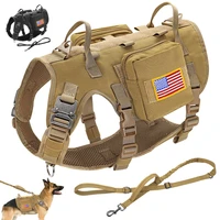 tactical military dog harness strong nylon pet leash vest working dog training harness with 2 bag 3 flag for small large dogs