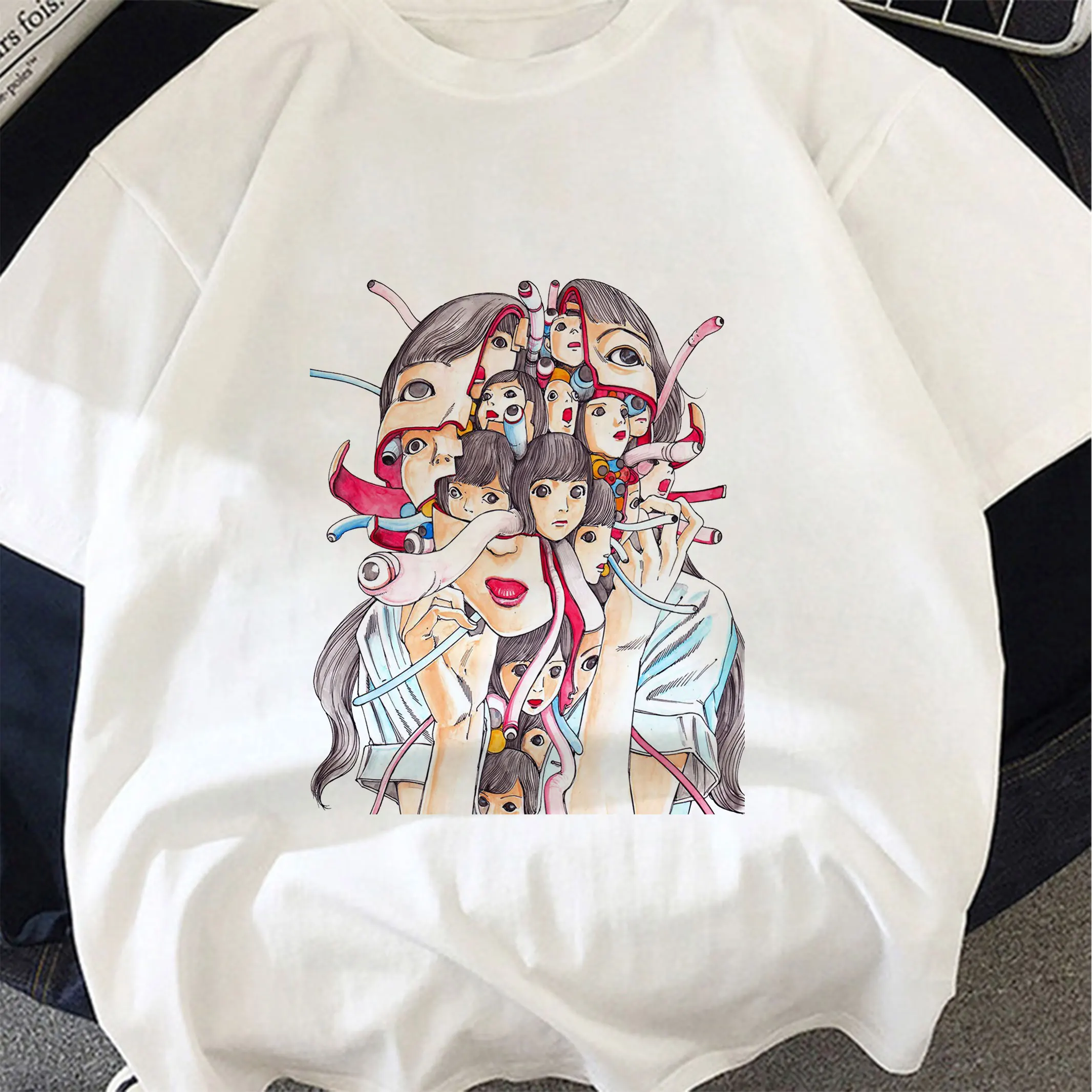 

Horror Manga Junji Ito T-shirt Femme Streetwear Graphic Tees Women Tumblr Plus Size Grunge Summer Top Tshirt Plus Size Kawaii