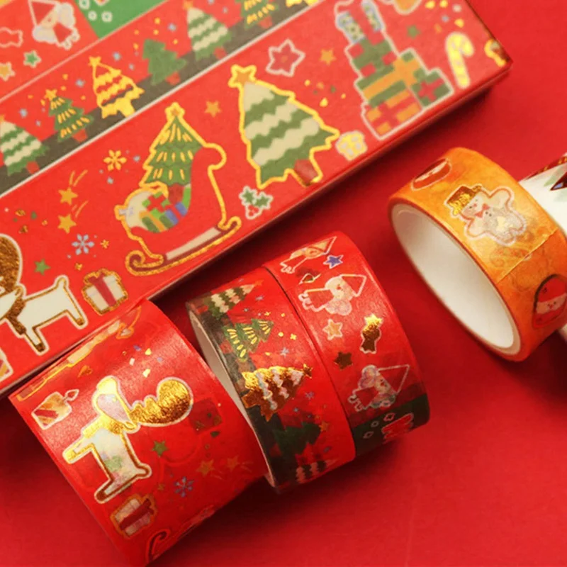 

5pcs/set Christmas Washi Tapes Snowflake Reindeer Stripes Kawaii Masking Tapes Stickers Stationery Scrapbooking School Supplies
