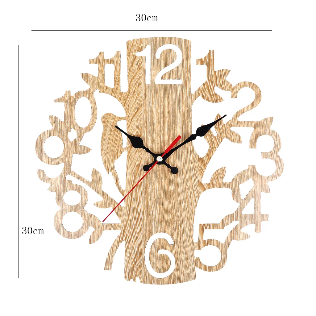 Настенные часы в европейском стиле деревянные бесшумные не тикающие кухонные