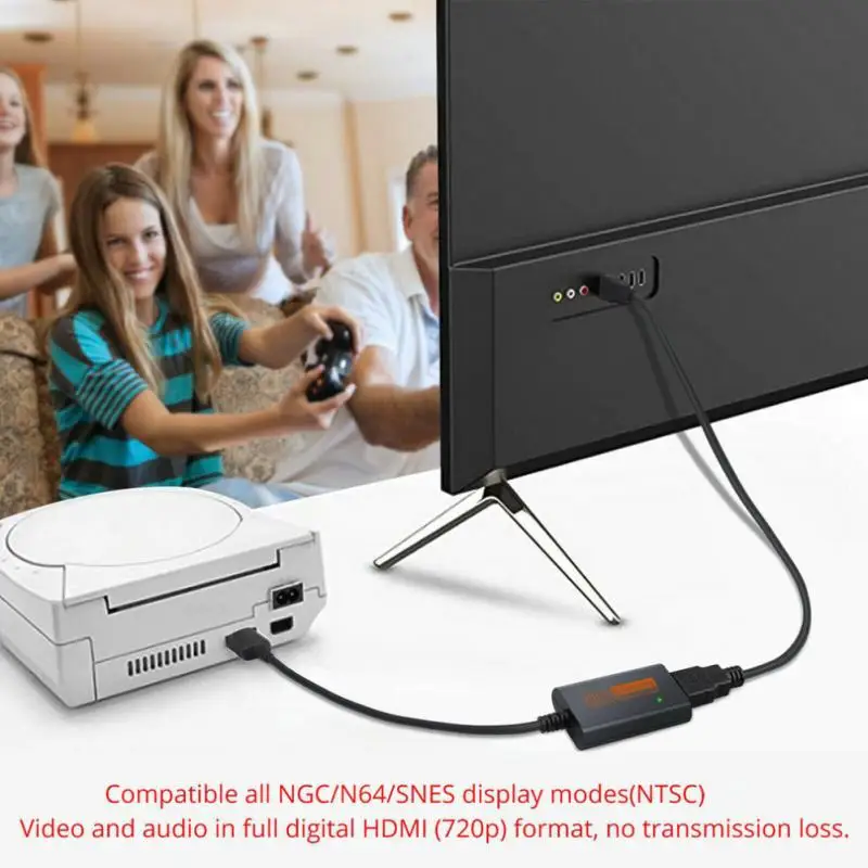 Преобразователь NGC/N64/SNES/SFC HD 720P HDMI совместим с HDTV кабель Scart кабелем 1 5 м удобное