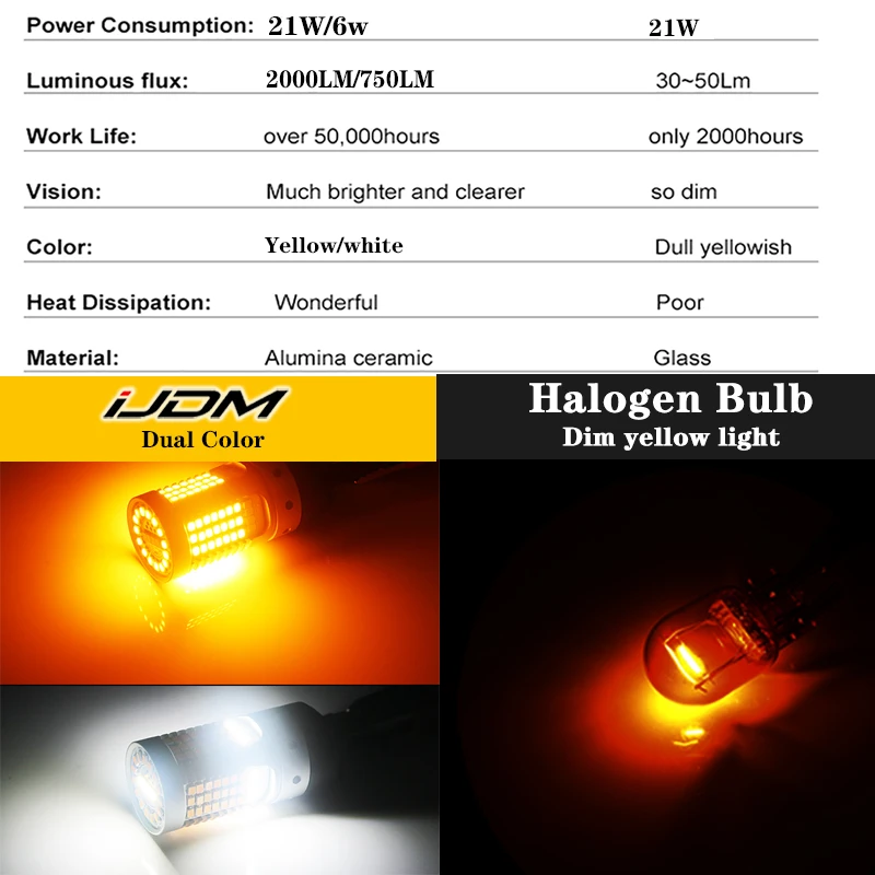 No Hyper Flash white/Amber 7440 992A T20 LED Bulbs For 2018-up Toyota Camry L LE SE Hybrid Daytime Running/Turn Signal Light | Автомобили