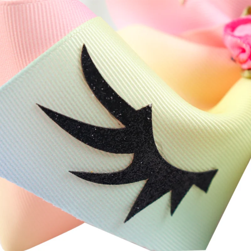 

Girls Unicorn Print Ribbon Bow Flower Hairpins Hair Clips 8 Inch For Kids Children Party Accessories