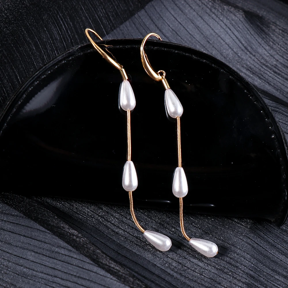 

New Pearl Tassel Teardrop Dangle Drop Earrings Long Waterdrop White Earring For Women Jewelry Accessories Wholesale