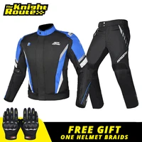 Blue Motorcycle Jacket Moto Riding Clothing Set Windproof Motorbike Body Armor Moto Jacket & Pant Protection Gear All Season