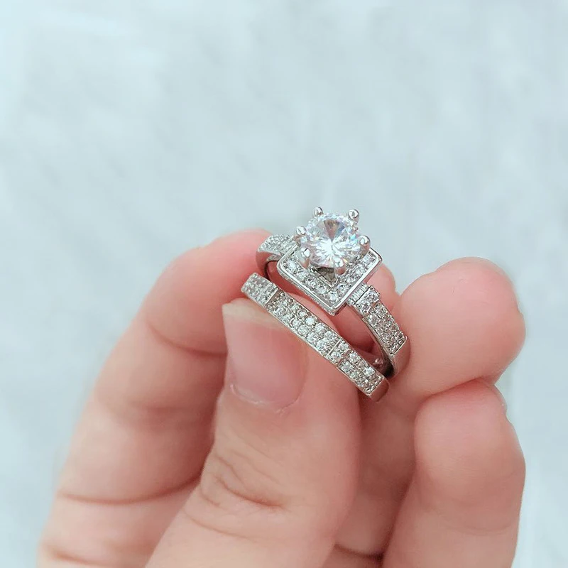 2 шт./компл. модные кольца с кристаллами в форме короны цирконием AAA женские