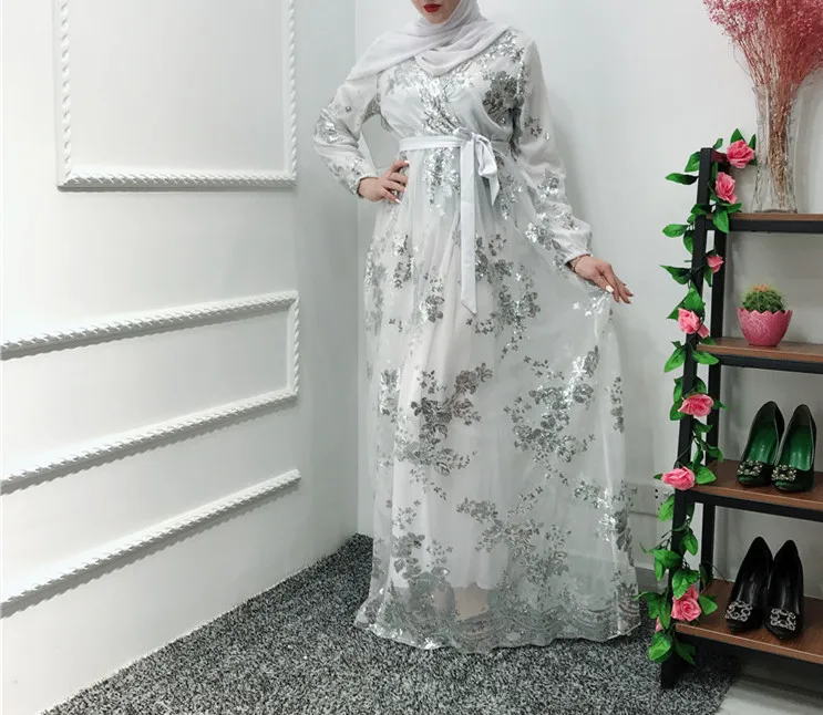 Модный Мусульманский Стиль Женский кафтан исламский халат Abaya Дубай
