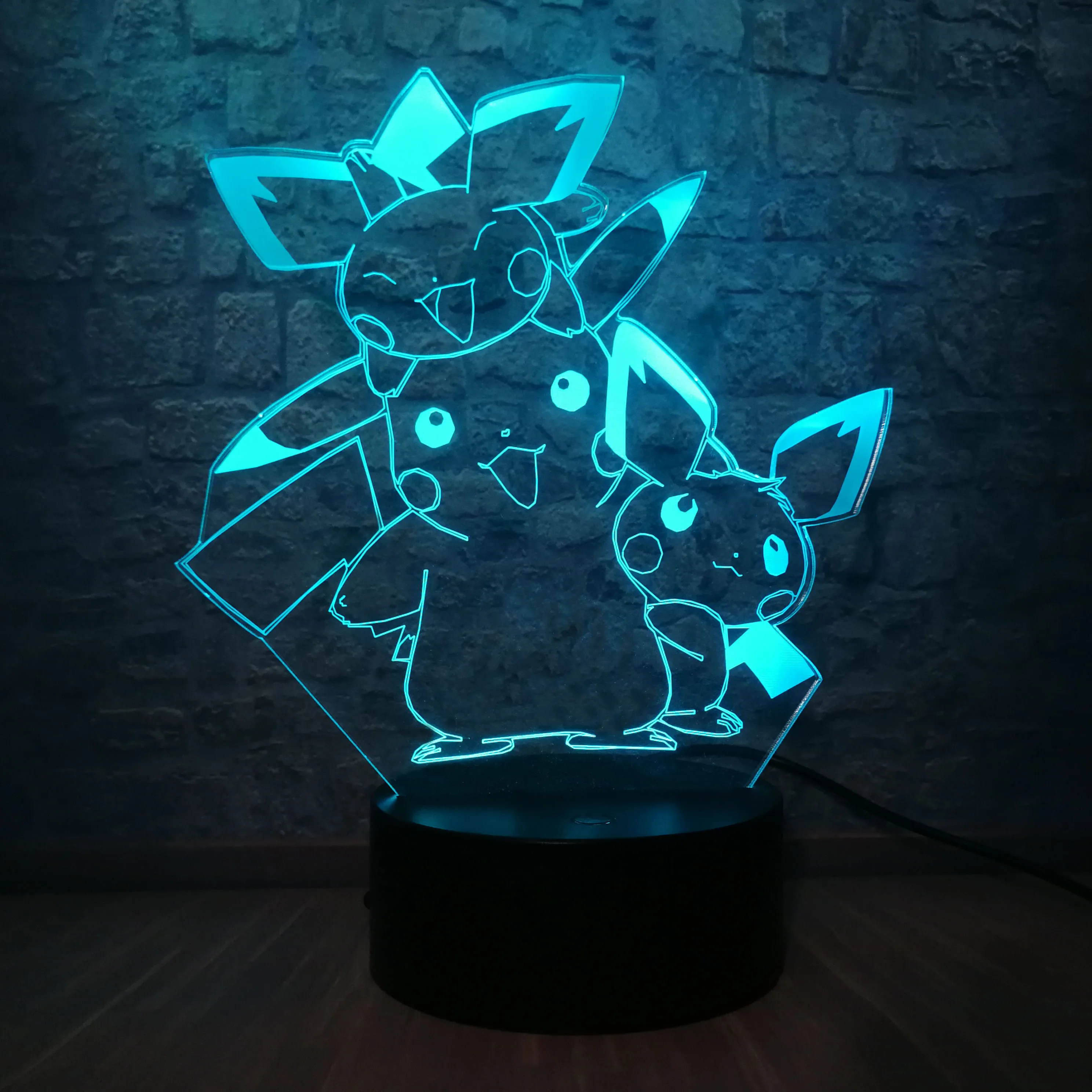 Креативный 3D иллюзионный светильник для всей семьи Пикачу хит продаж фигурка