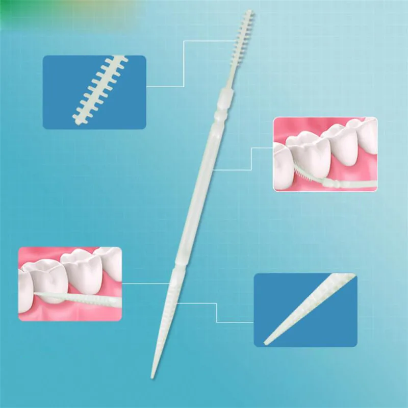 100pcs/bag Double Head Dental Floss Interdental Toothpick Brush Teeth Stick Oral Care Toothpicks Pick | Красота и здоровье