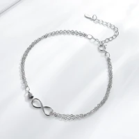 new unlimited symbol double layer chain bracelet ol style silver plated love heart bracelet simple girls daily wear jewelry
