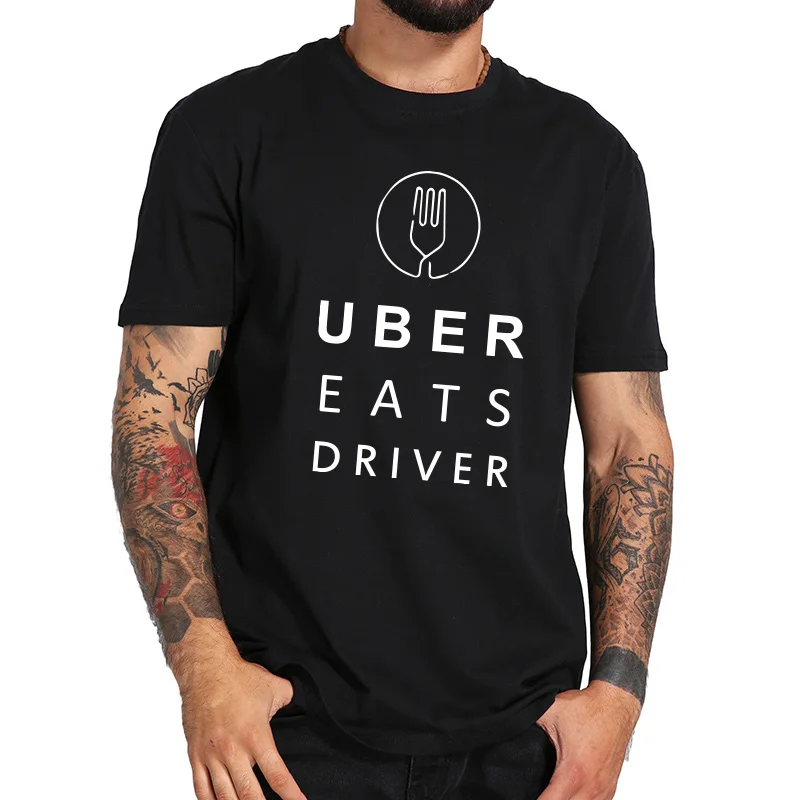 Uber Eats Us T дизайн Комиксов футболка ироничные Примечания Повседневная с круглым