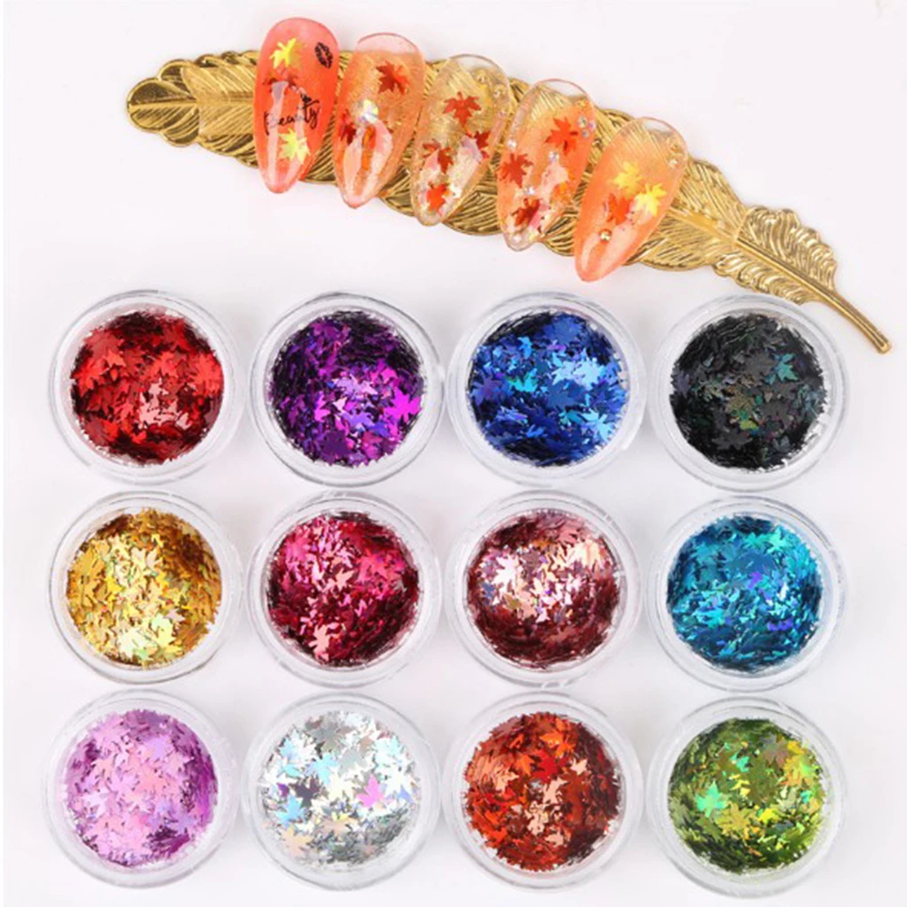 

12 Colors Nail Glitter Sequins Nail Art Stickers DIY Decoration