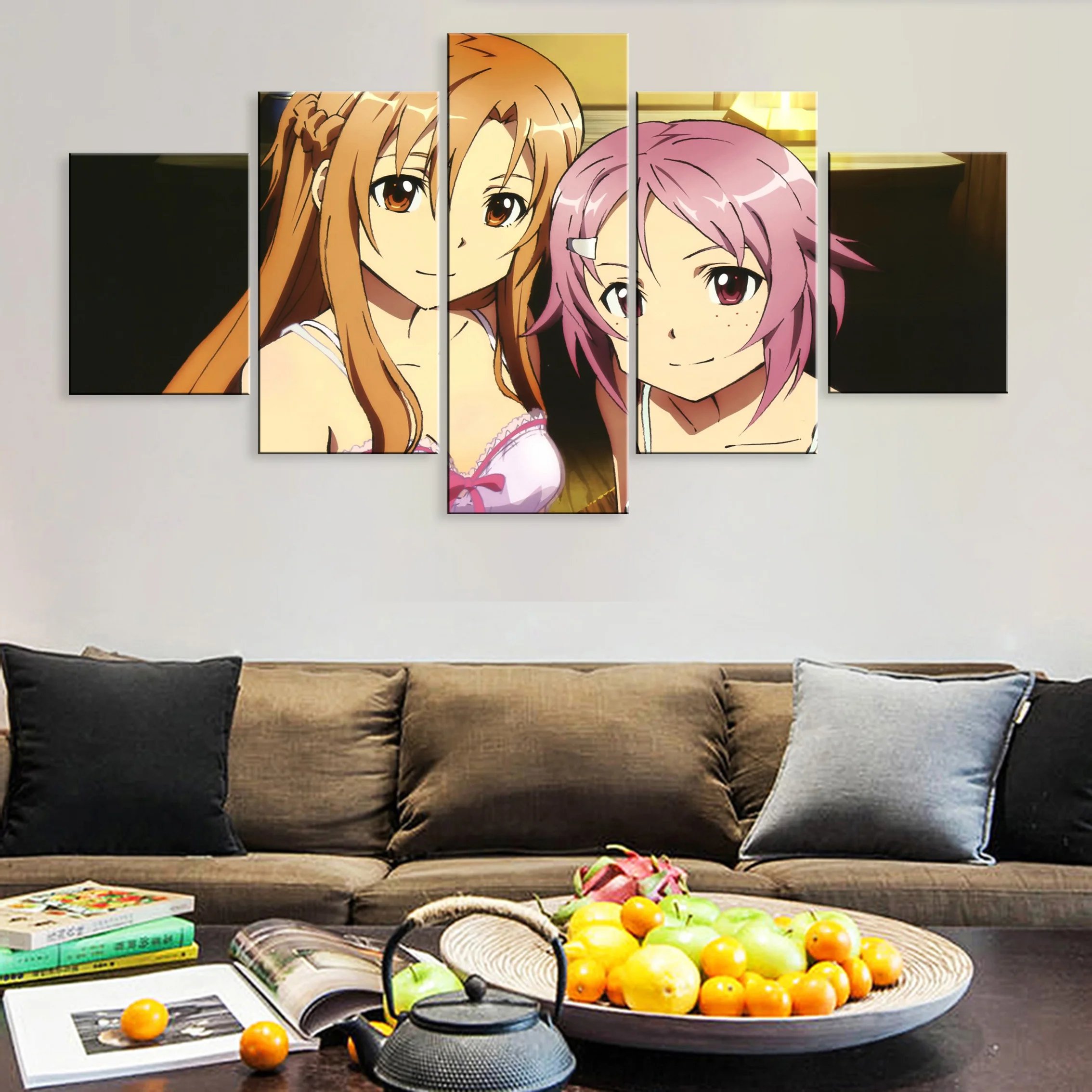 

Framework Printed Art Hd Home Decoration Picture 5 Pieces Poster Canvas Paintings Anime Sword Art Online Asuna
