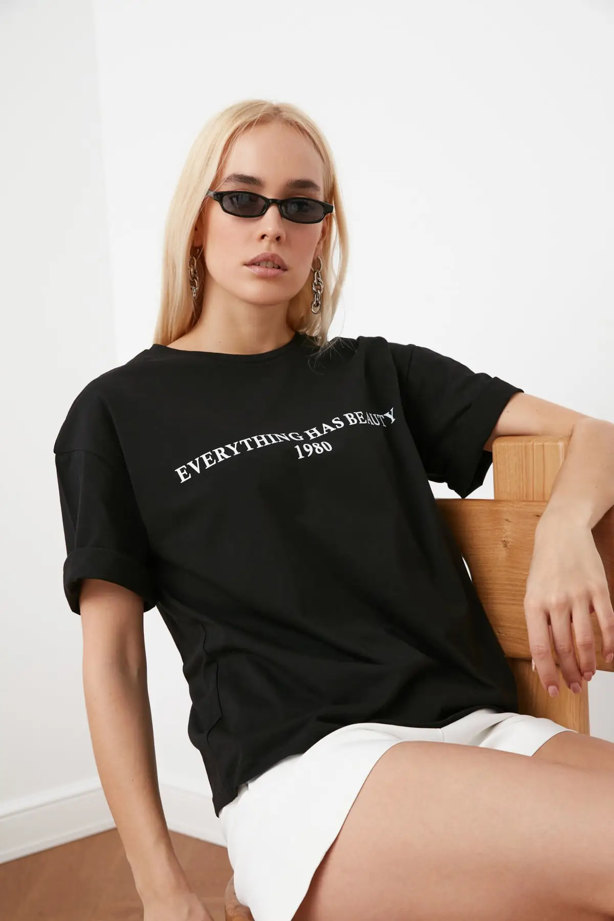 Трикотажная футболка с принтом тренда TWOSS19GH0034 весна-лето 2021 модная женская