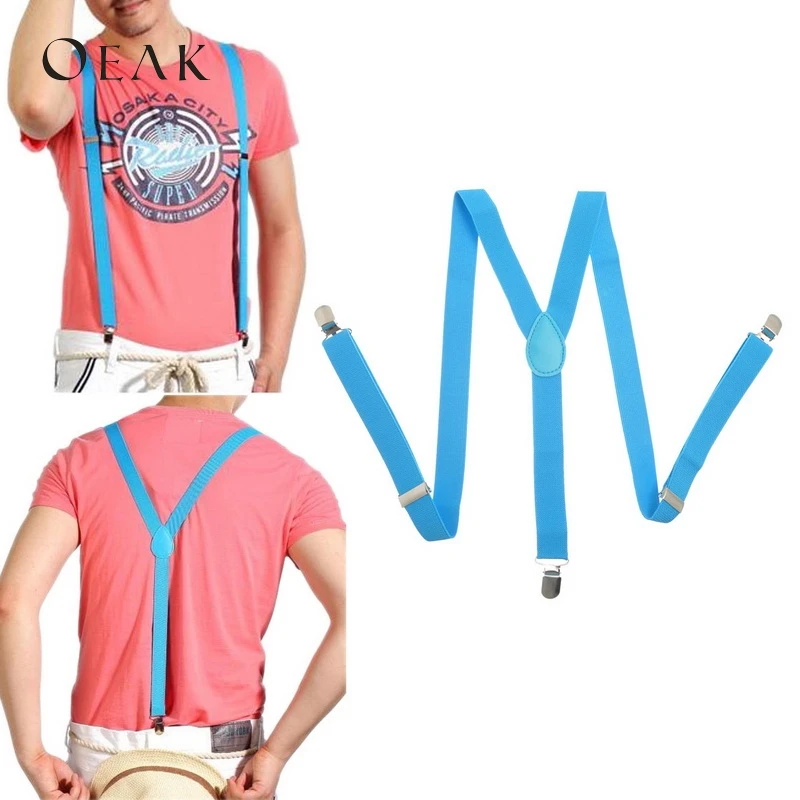 Oeak/женские и мужские Эластичные подтяжки y образные регулируемые ярких цветов