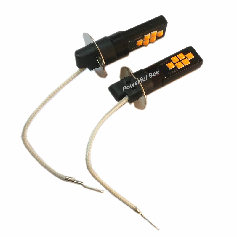 2x H3 3030SMD 24 Вт Янтарный Желтый холодный белый Светодиодный автомобильный фары Противотуманные фары DRL лампы для Maz-da 6 2003-15 Corolla 2003-10
