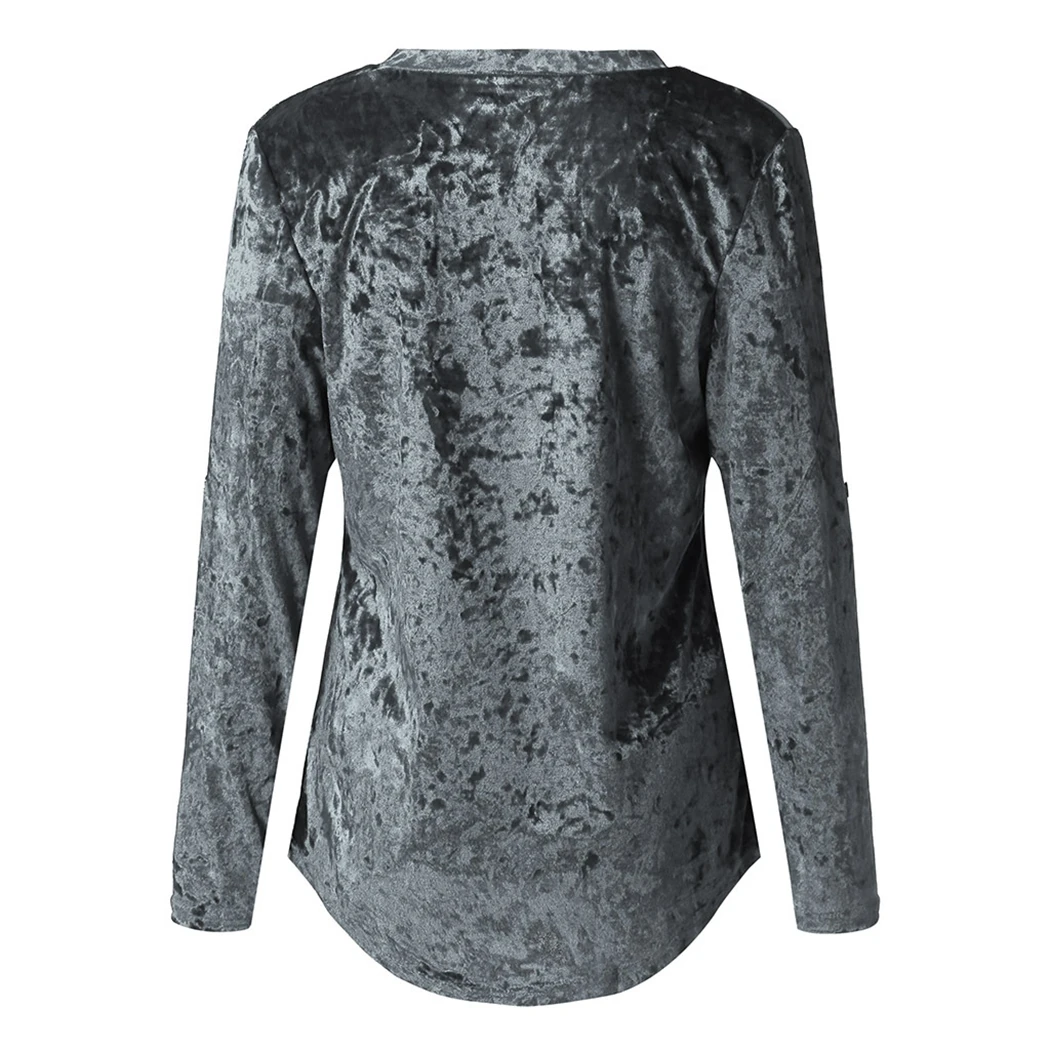 2019 осень весна новые бархатные рубашки с длинным рукавом Свободные топы
