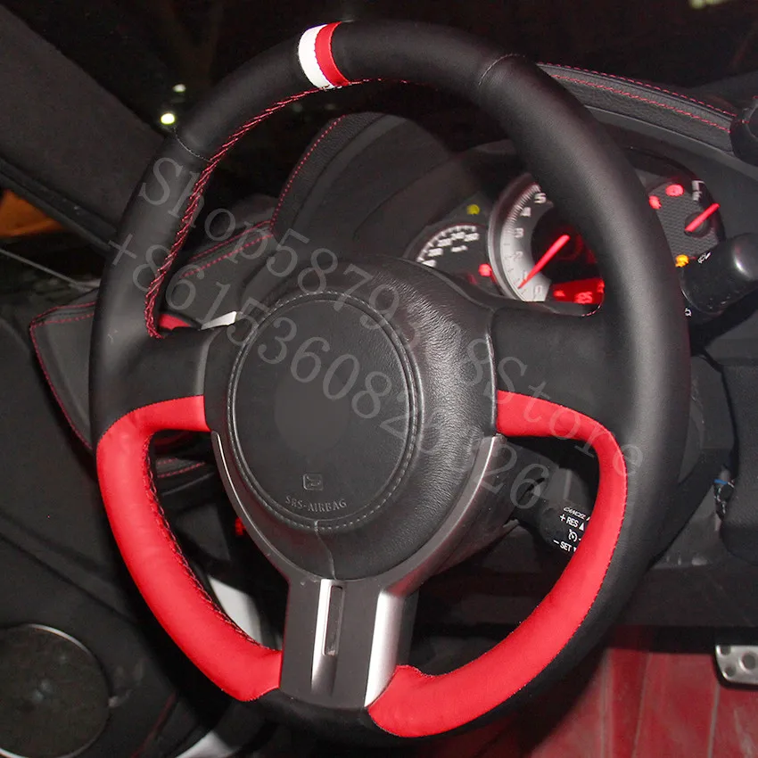 

For Ford S-MAX 2014-2020 Vignale Concept Black Leather Red Leather White Red Marker Car Steering Wheel Cover car accessories