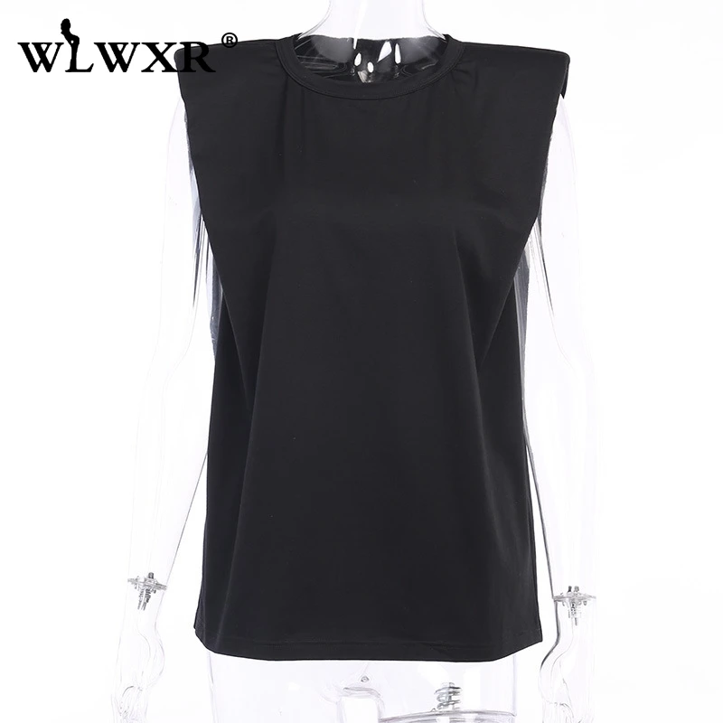 WLWXR хлопковая белая футболка оверсайз Женская свободная черная с круглым вырезом