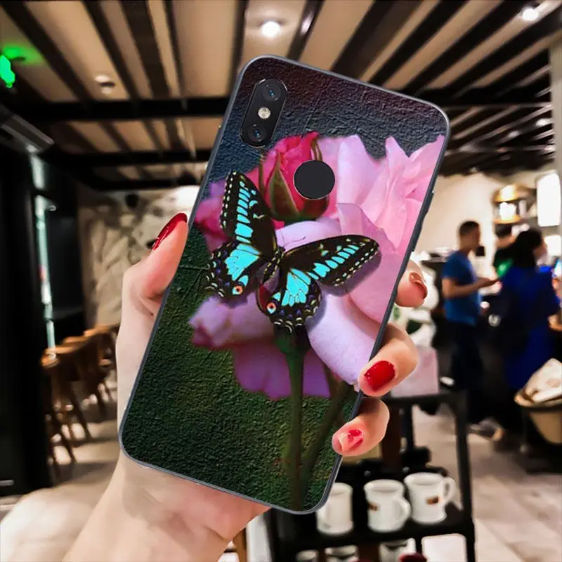 MaiYaCa красная бабочка на белой розы цветок чехол для телефона для Xiaomi Redmi8 4X 6A S2 5A Redmi 5 5Plus Note7 8Pro 7A 6A