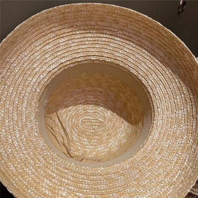 

202103-YY new Hepburn style summer Handmade straw color bowknot leisure lady sun cap women leisure hat
