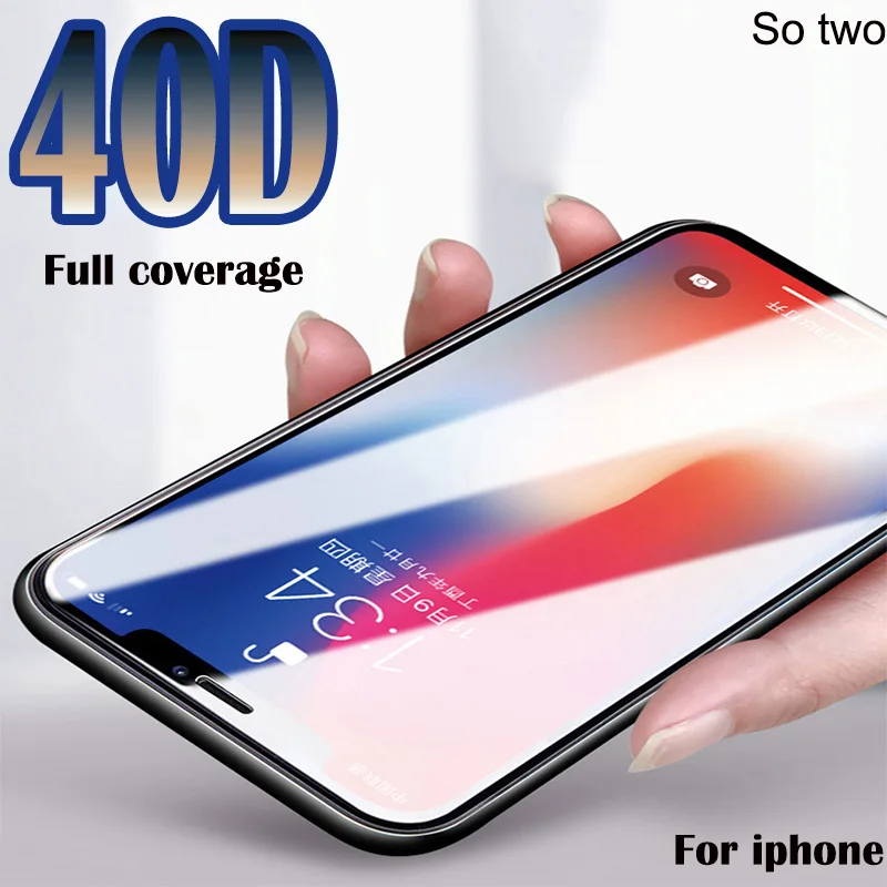 40D защитное стекло с полным покрытием для iPhone X XR XS Max 10 закаленное 7 8 6S Plus 6
