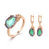 earrings 2021 trend rings for women green golden jewelry sets fashion wedding cute sexy gift free shipping