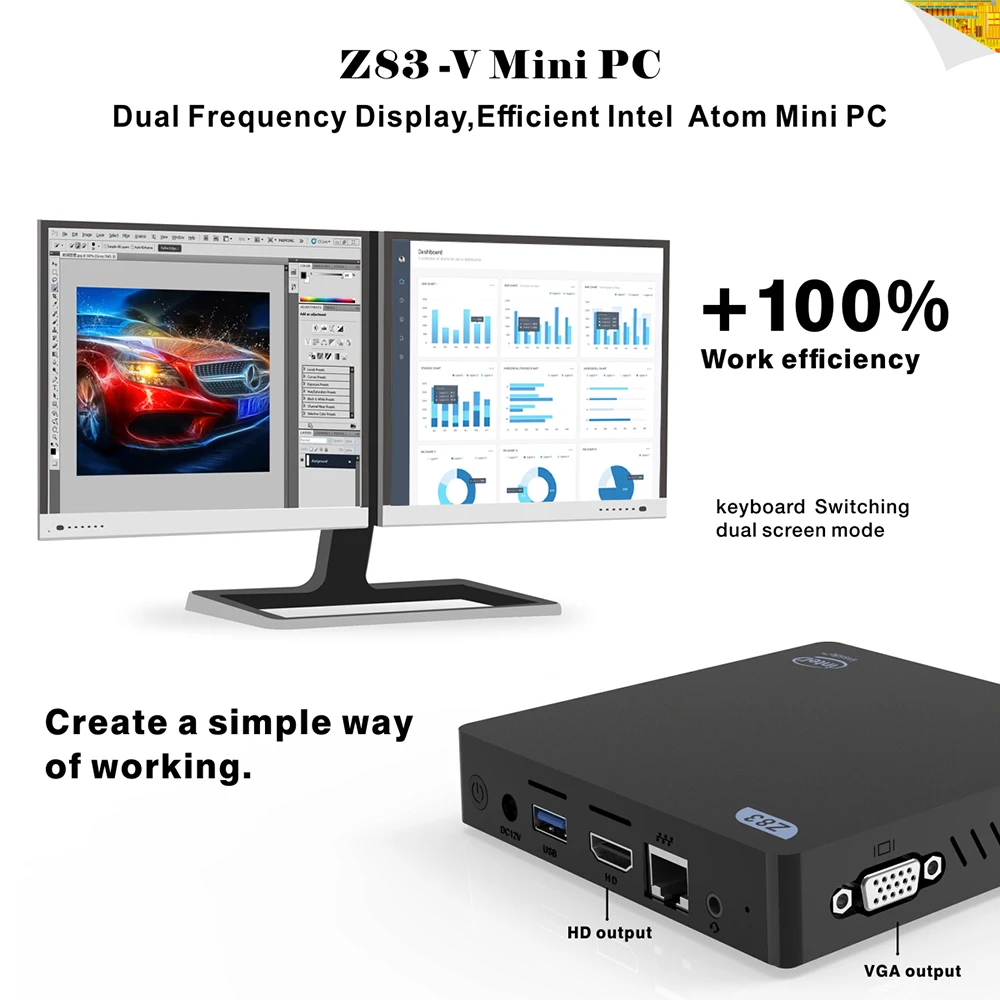 Мини пк с процессором Intel для и (до 1 92 ггц) windows 10 4 гб DDR3 64 2 4G wi fi LAN 1000 м RJ45 BT4.0 HD