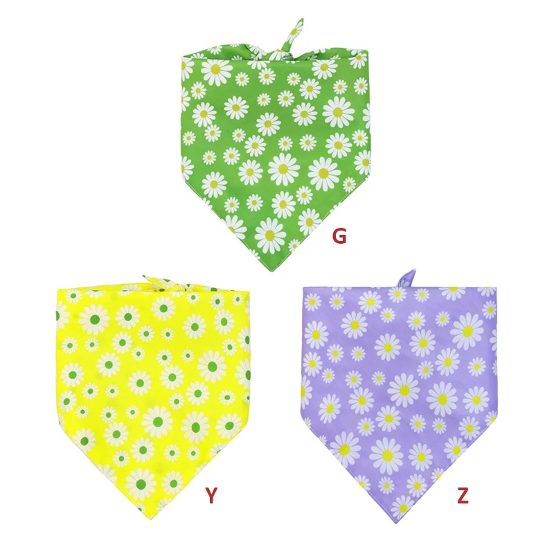 

Pet Dog Decorative Accessory, Cotton Collar Bandanas Puppy Cats Scarfs Triangle Bibs, Double-layer Small Chrysanthemum Pattern