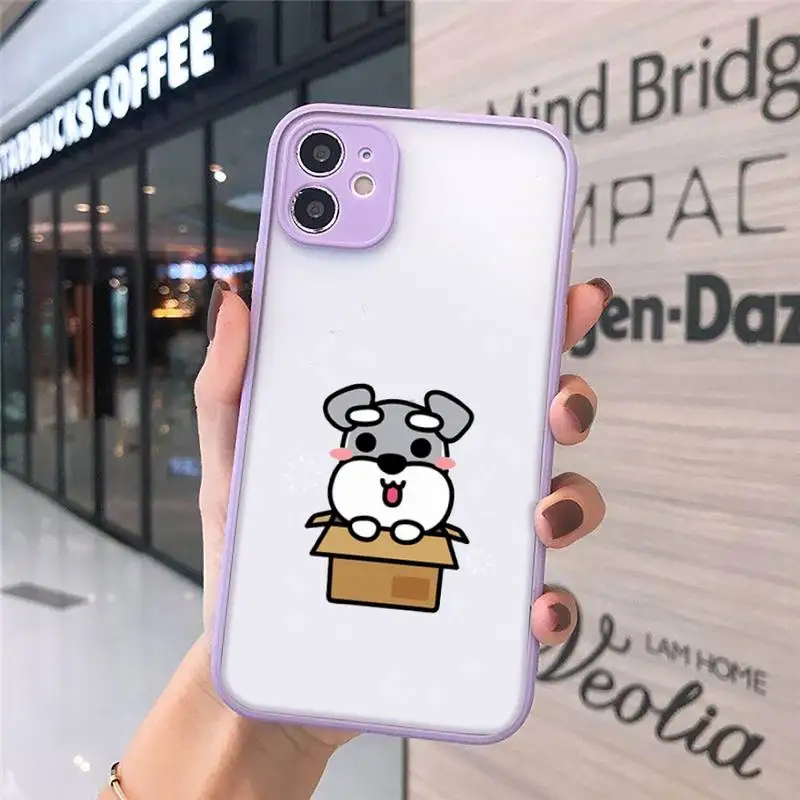 

Cartoon schnauzer dog Phone Cases Matte Transparent for iPhone 7 8 11 12 s mini pro X XS XR MAX Plus cover funda