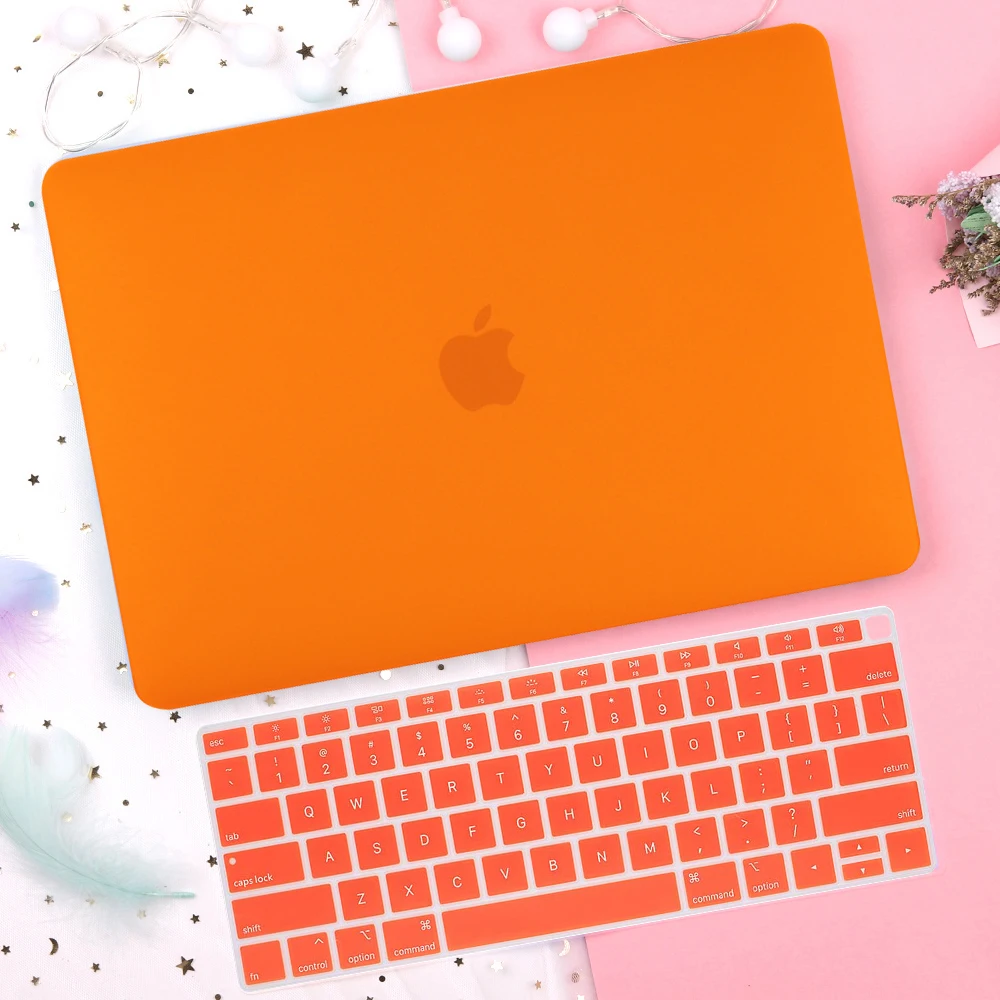 Orange Кристально прозрачный жесткий чехол для защиты Macbook Pro 13 15 Pro 16 Touch Bar A1706 A1707 A1990 Air 13 Touch ID A1932 - Цвет: Orange