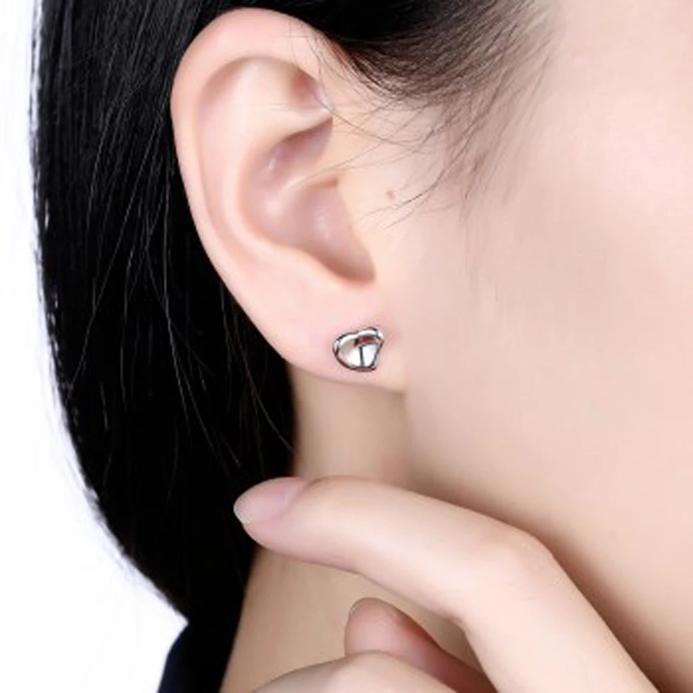 

ZEMIOR Women Earrings Genuine 925 Sterling Silver Minimalist Cute Heart Small Stud Earring Romantic Anniversary Fine Jewelry